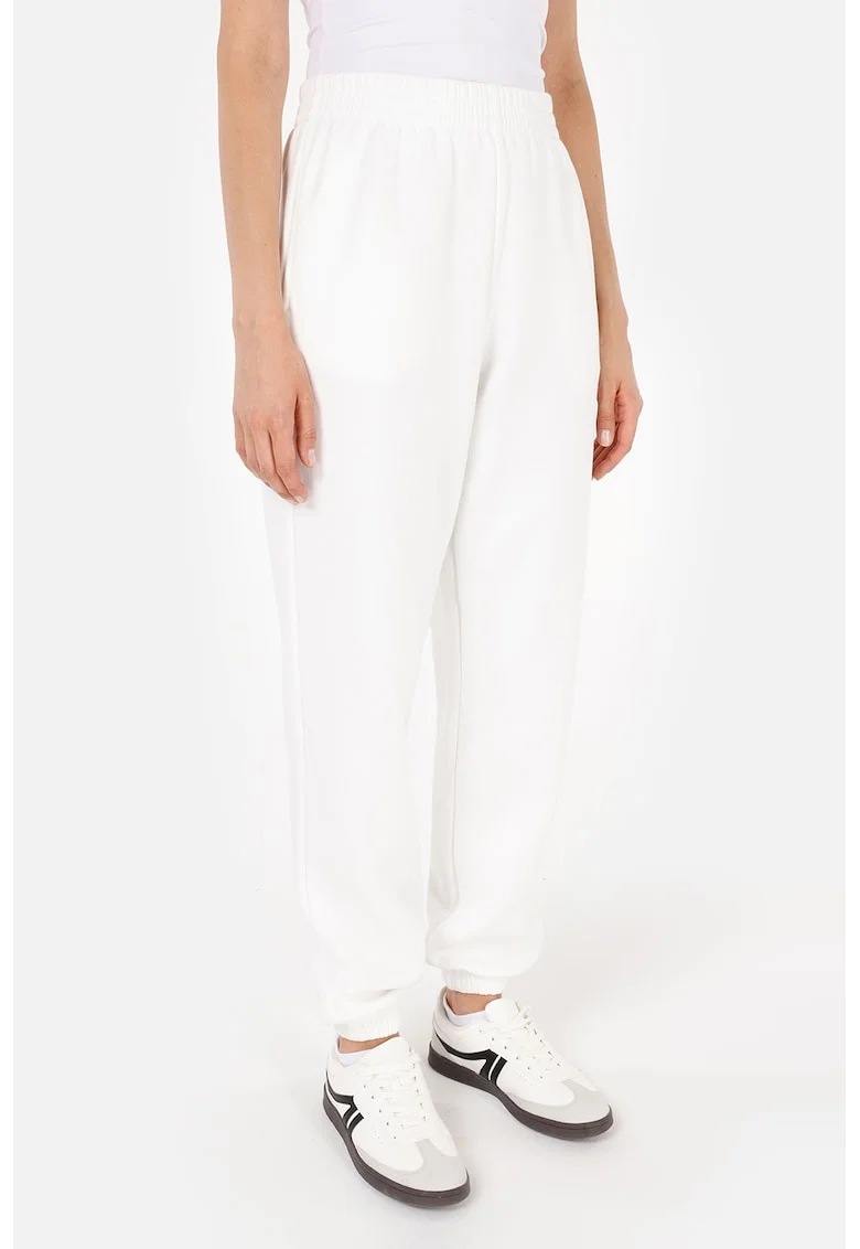 Pantaloni de trening cu buzunare laterale, Alb optic