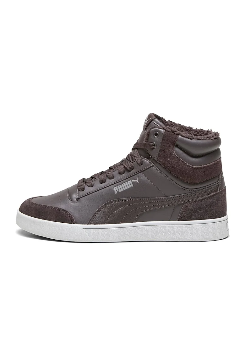 Pantofi sport mid-high cu insertii de piele intoarsa Suffle Fur Forest Night, Gri inchis, 6