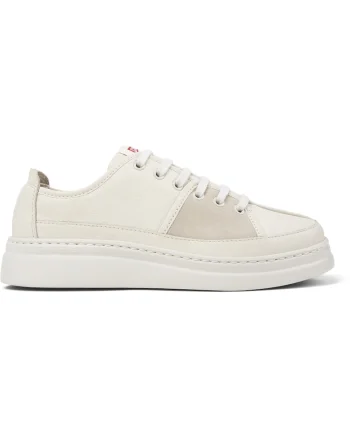 Pantofi sport din piele cu talpa wedge Runner Up Twins, Alb