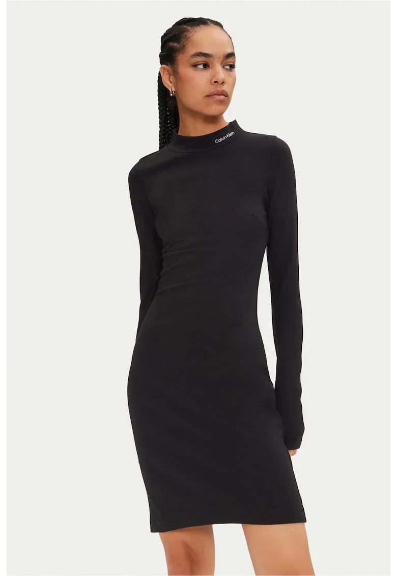 Rochie uni cu maneca lunga Milano, Negru