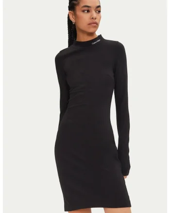 Rochie uni cu maneca lunga Milano, Negru