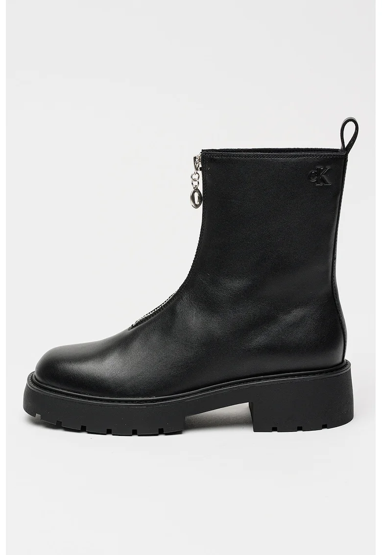 Ghete de piele cu fermoar, Negru