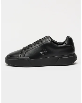 Pantofi sport low-cut de piele cu logo, Negru