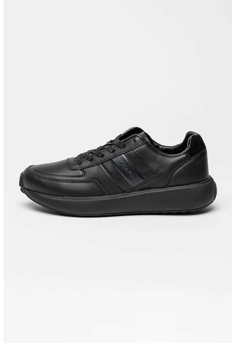 Pantofi sport de piele cu logo City Runner, Negru