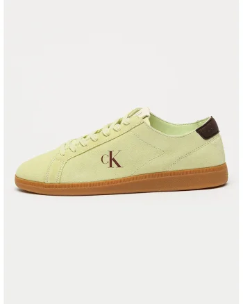 Pantofi sport low-cut de piele, Maro/Verde lime
