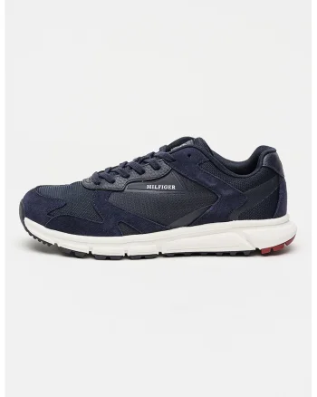 Pantofi sport cu insertii de piele intoarsa, Bleumarin