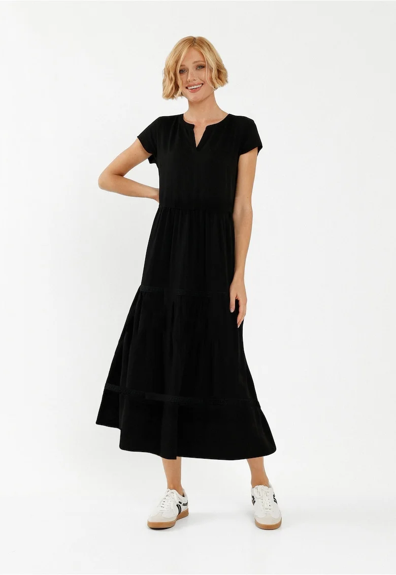 Rochie  G-Luma, negru, cu volane, Negru