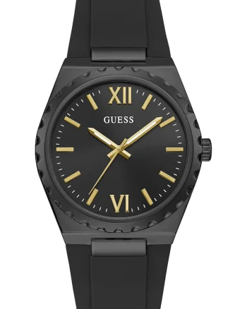 Ceas quartz de otel inoxidabil cu o curea de sillicon, Negru