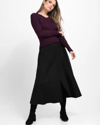 Fusta lunga evazata casual  G-Alibi, neagra, Negru