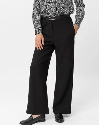 Pantaloni lungi eleganti pentru dama cu picior lat  R-Milen, negru, Negru