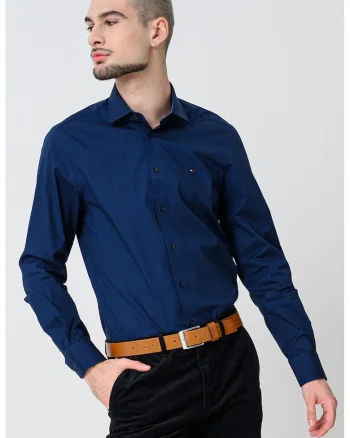 Camasa slim fit din amestec de bumbac, Bleumarin