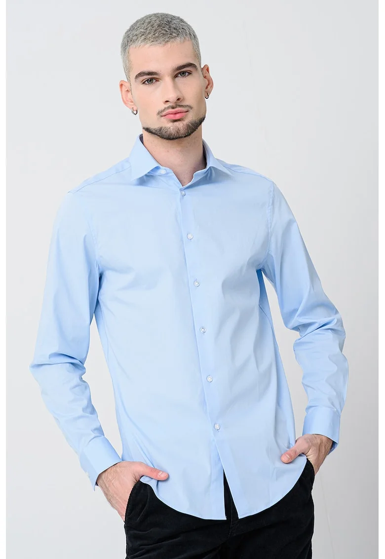 Camasa regular fit cu model uni, Albastru pastel