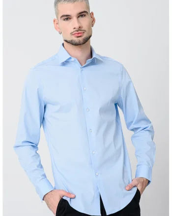Camasa regular fit cu model uni, Albastru pastel