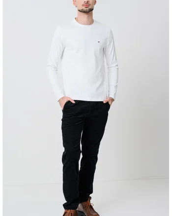 Bluza slim-fit cu decolteu la baza gatului, Alb optic