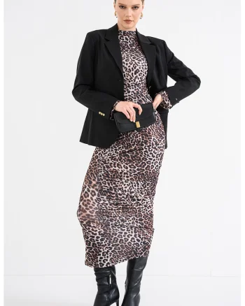 Sacou regular-fit din amestec de lana, Negru