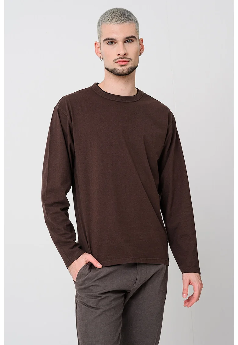 Bluza uni din bumbac, Maro inchis