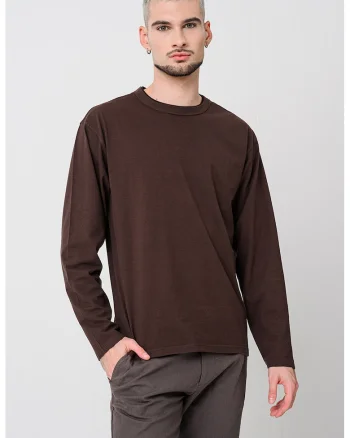 Bluza uni din bumbac, Maro inchis