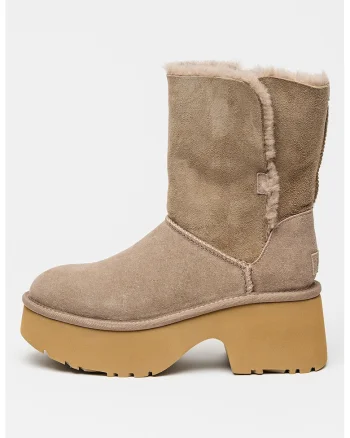 Ghete demi-wedge din piele intoarsa fara inchidere Esmee, Bej