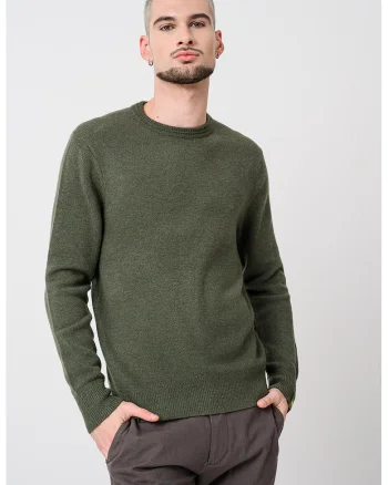Pulover uni cu decolteu la baza gatului, Verde feriga