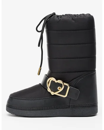 Ghete flatform de piele ecologica, Negru