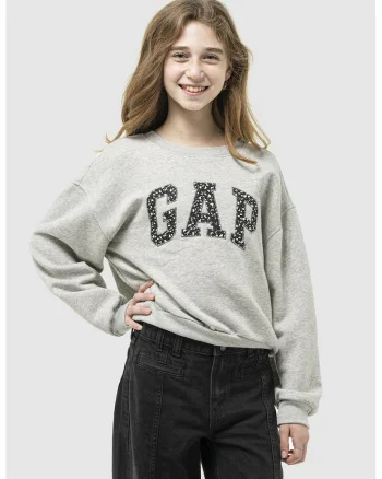 Bluza de trening supradimensionata cu logo, Gri melange