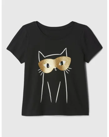 Tricou de bumbac cu imprimeu, Negru