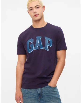Tricou de bumbac cu imprimeu logo, Violet