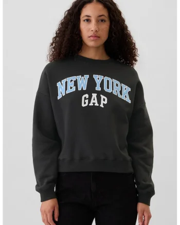 Bluza supradimensionata de trening cu logo, Gri inchis