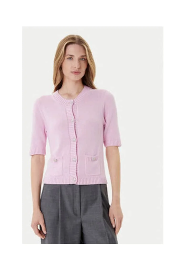 Cardigan dama,  Roz, 60% bumbac, 40% viscoza, Roz