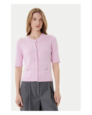 Cardigan dama,  Roz, 60% bumbac, 40% viscoza, Roz