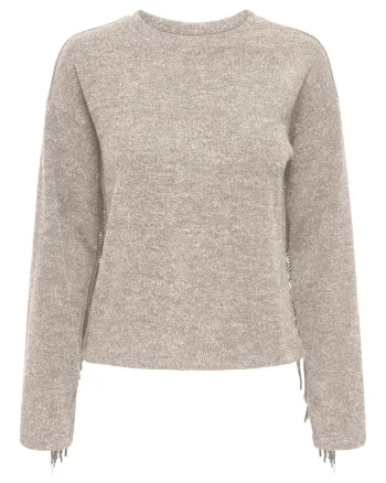 Pulover  bej, 87% poliester reciclat, 9% viscoza, 4% elastan, Bej