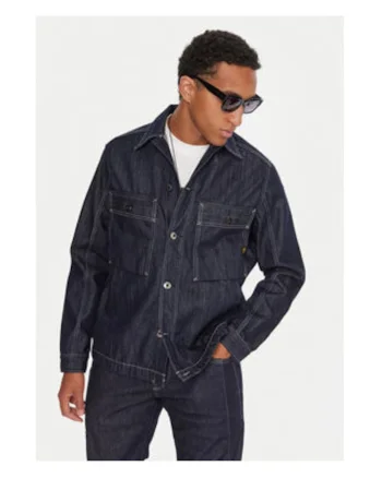 Camasa din denim Barbati, G Star Raw, Bleumarin, 100% bumbac, Bleumarin