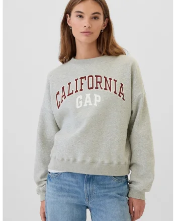 Bluza supradimensionata de trening cu logo, Gri melange