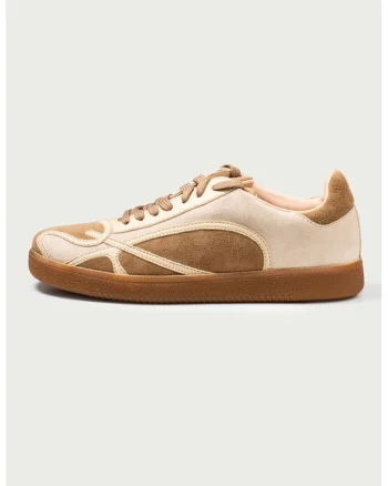 Tenisi din piele intoarsa cu model stratificat Alma 2, Caramel/Alb murdar