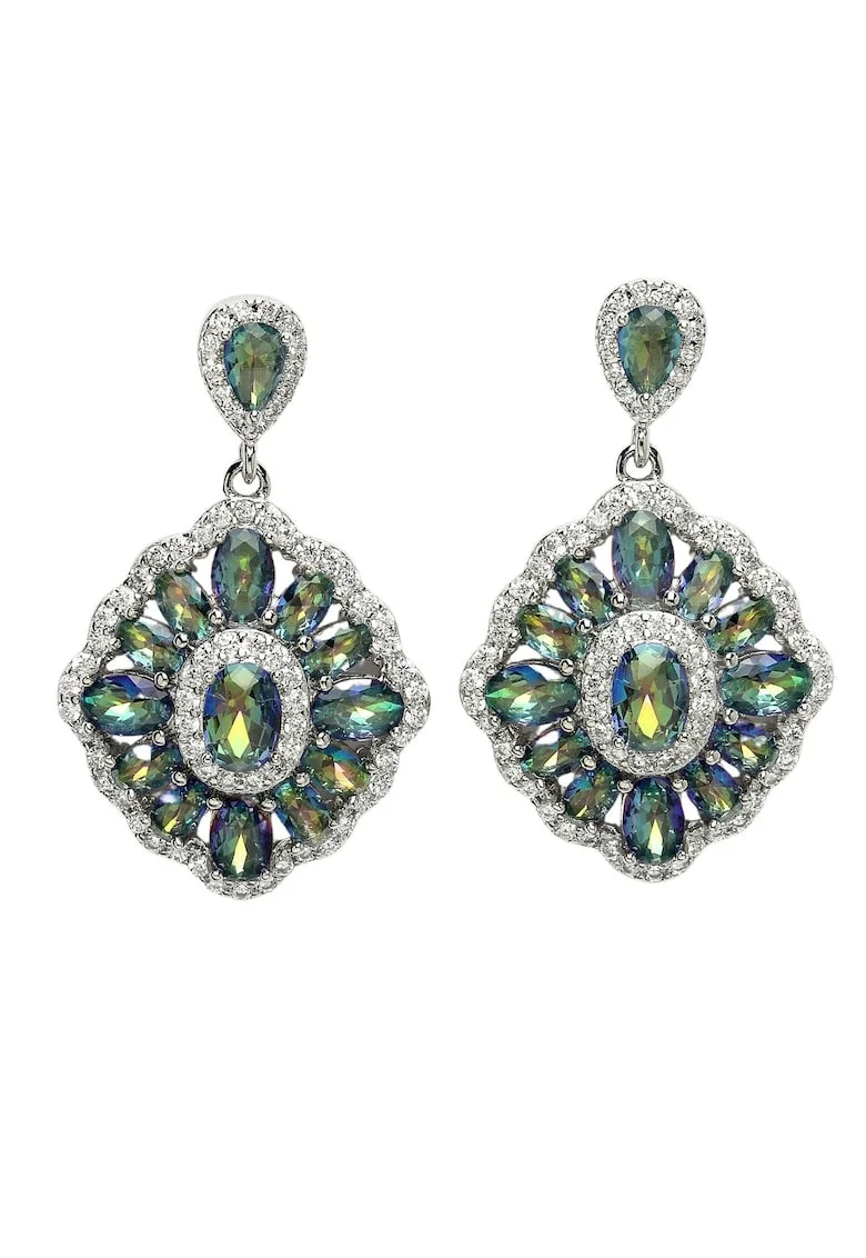 Cercei drop cu zirconia, Verde
