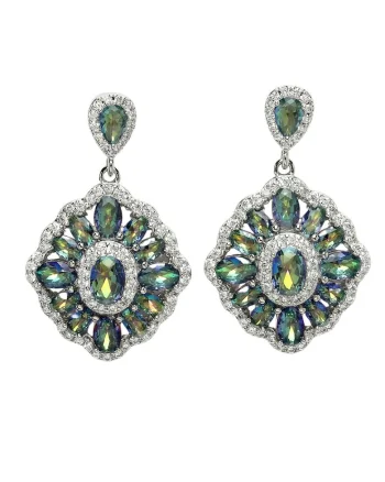 Cercei drop cu zirconia, Verde