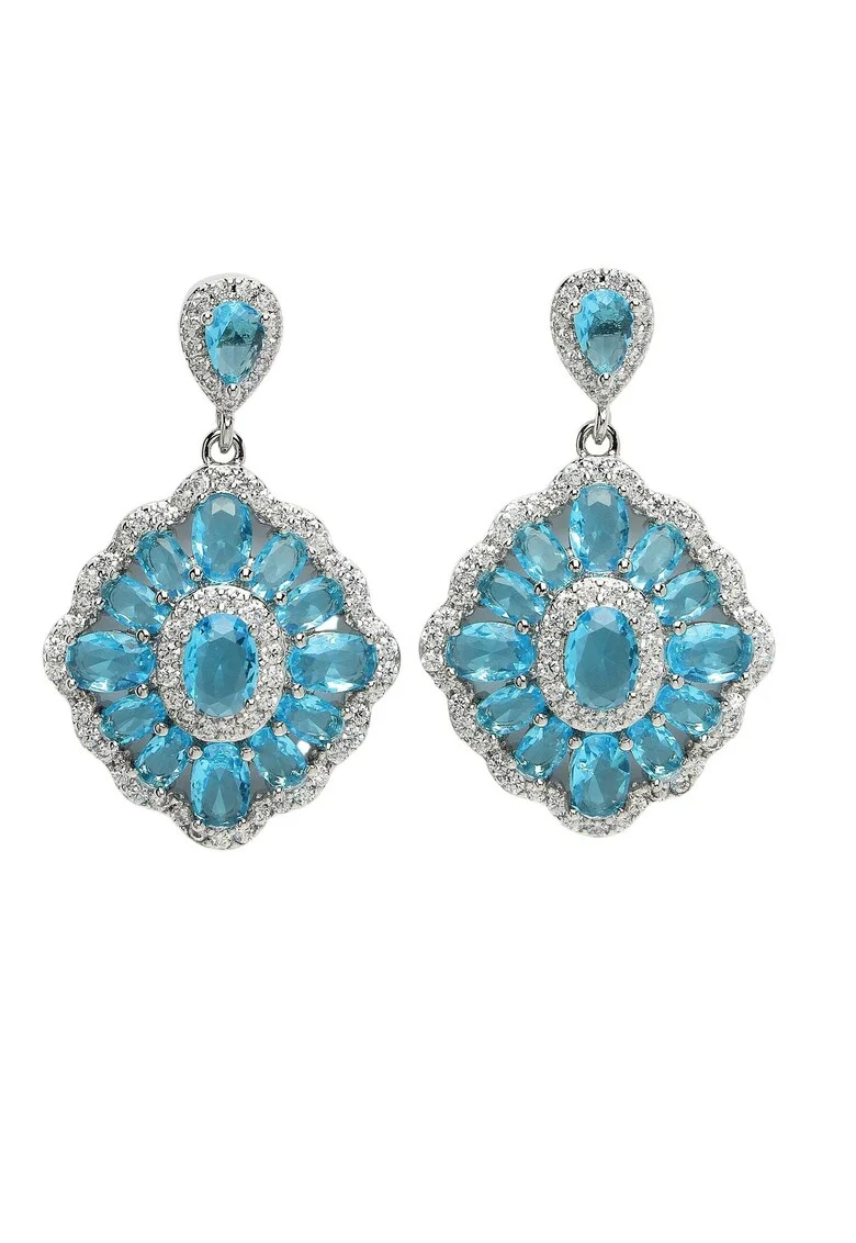 Cercei drop cu zirconia, Albastru