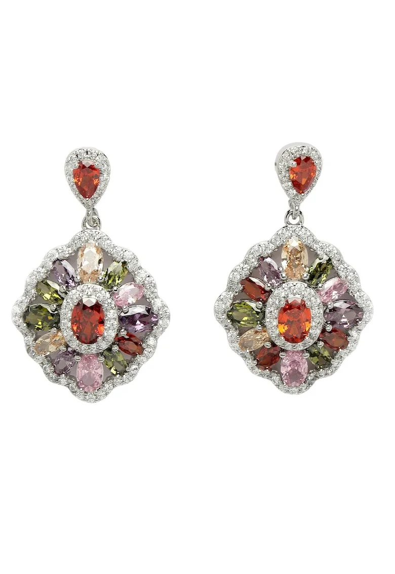 Cercei drop cu zirconia, Multicolor