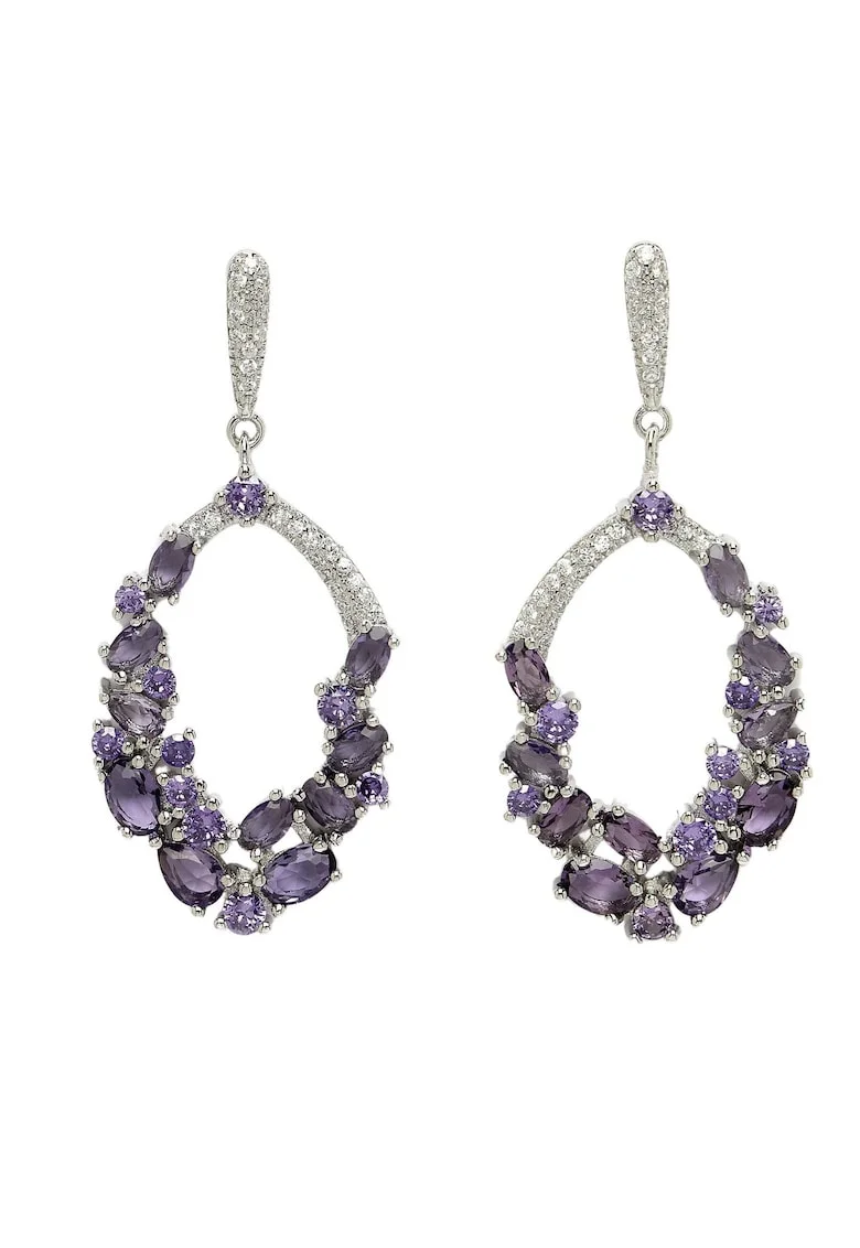 AVANT-GARDE, Cercei drop cu tija si zirconia, Violet