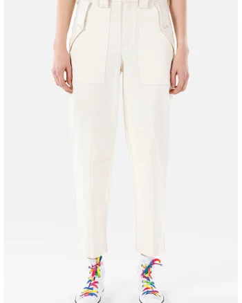 Pantaloni crop conici, Crem