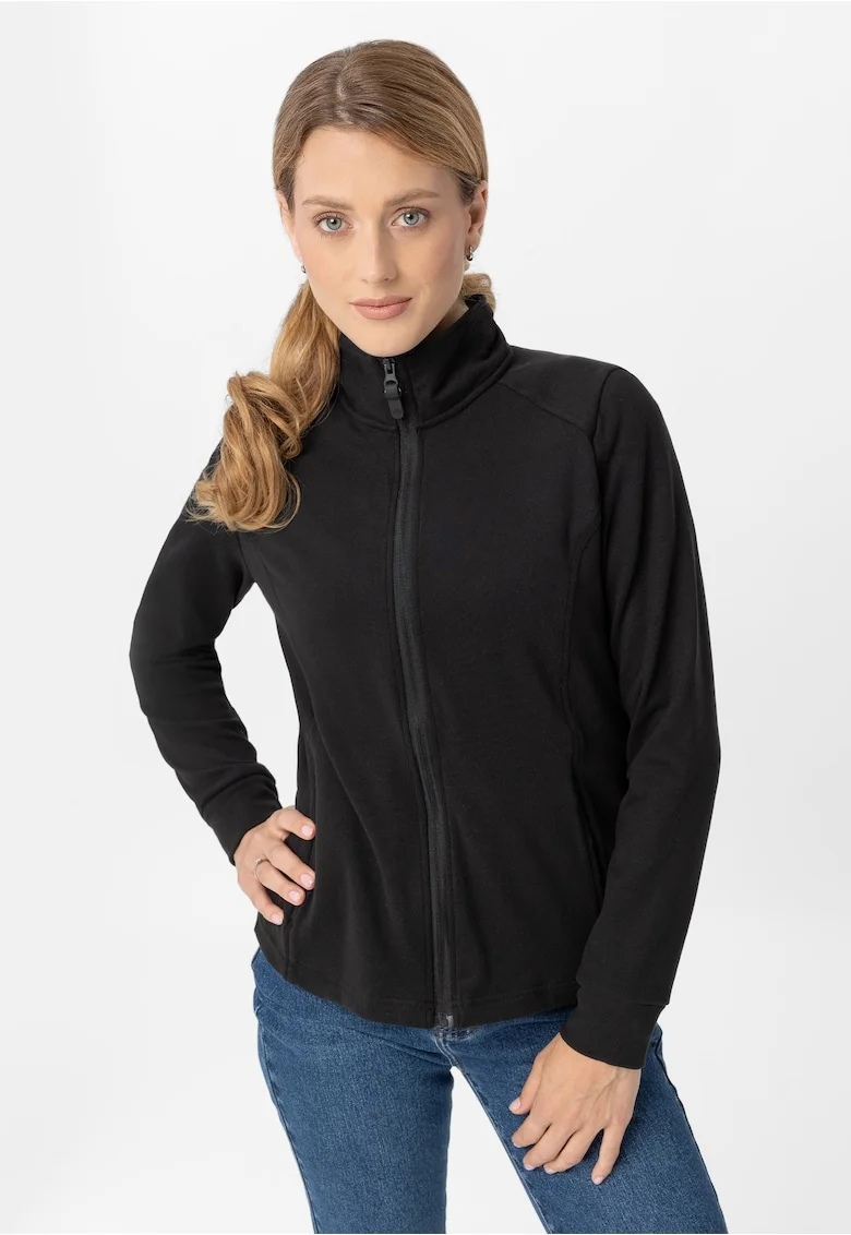 Hanorac fleece cu fermoar, Slim Fit, dama,  F-Moya, negru, Negru
