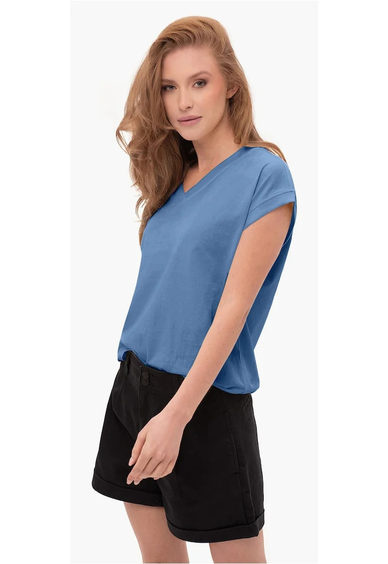 Tricou pentru femei  T-Sky albastru, V-neck Comfort Fit, Albastru