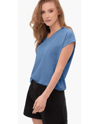 Tricou pentru femei  T-Sky albastru, V-neck Comfort Fit, Albastru