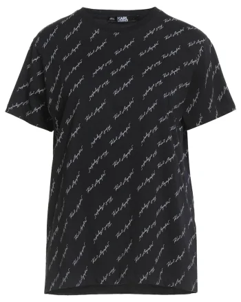Tricou dama  all-over print signature, Negru