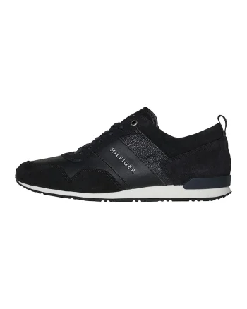 Pantofi sport de piele ecologica si intoarsa, Alb/Negru