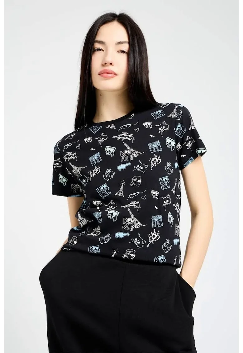 Tricou Aop Karl Whimsical, Negru