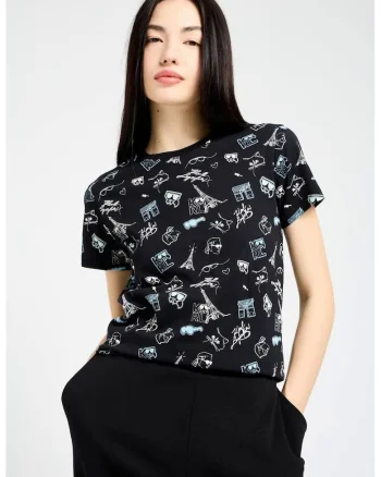 Tricou Aop Karl Whimsical, Negru