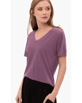 Tricou  T-Lea pentru femei, violet, cu decolteu in V, Violet