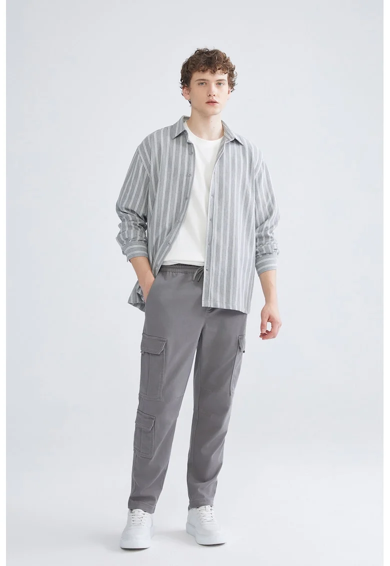 Pantaloni cargo cu talie medie, Gri