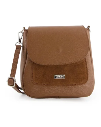 Geanta messenger  din piele naturala,19x20x7cm, cu 1 buzunar interior si 2 exterioare, curea detasabila, Maro